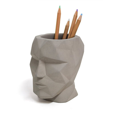 Balvi Pen Holder - The Head Gray Cement Quirksy gifts australia