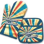 Double Trouble Inc Funny Oven Mitt and Pot Holder Set - Shitshow Quirksy gifts australia