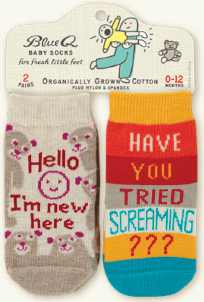 Quirksy Baby Socks - I'm New/Screaming Quirksy gifts australia