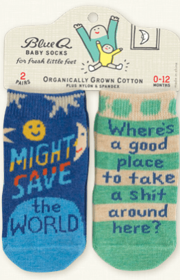 Quirksy Baby Socks - Save World/Take Shit Quirksy gifts australia