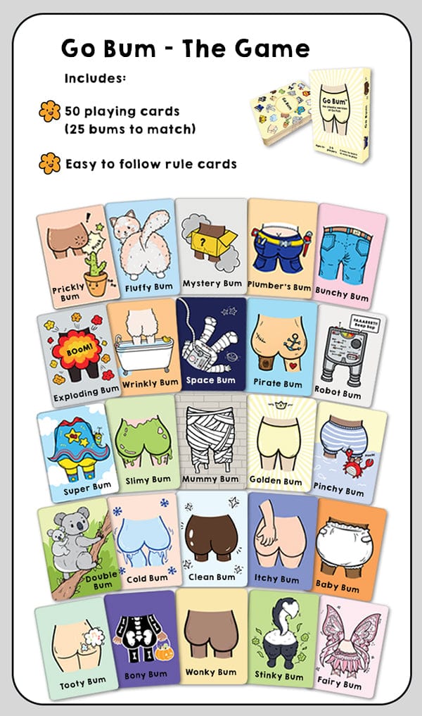 Quirksy Go Bum - The Card Game Quirksy gifts australia